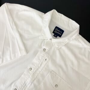 Texas Standard Western Field Shirt Mens 3XL White Pearl Snap Short Sleeve Vented